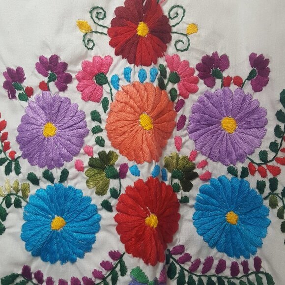 Handmade embroidered mexican-style midi dress M/L - Picture 5 of 12